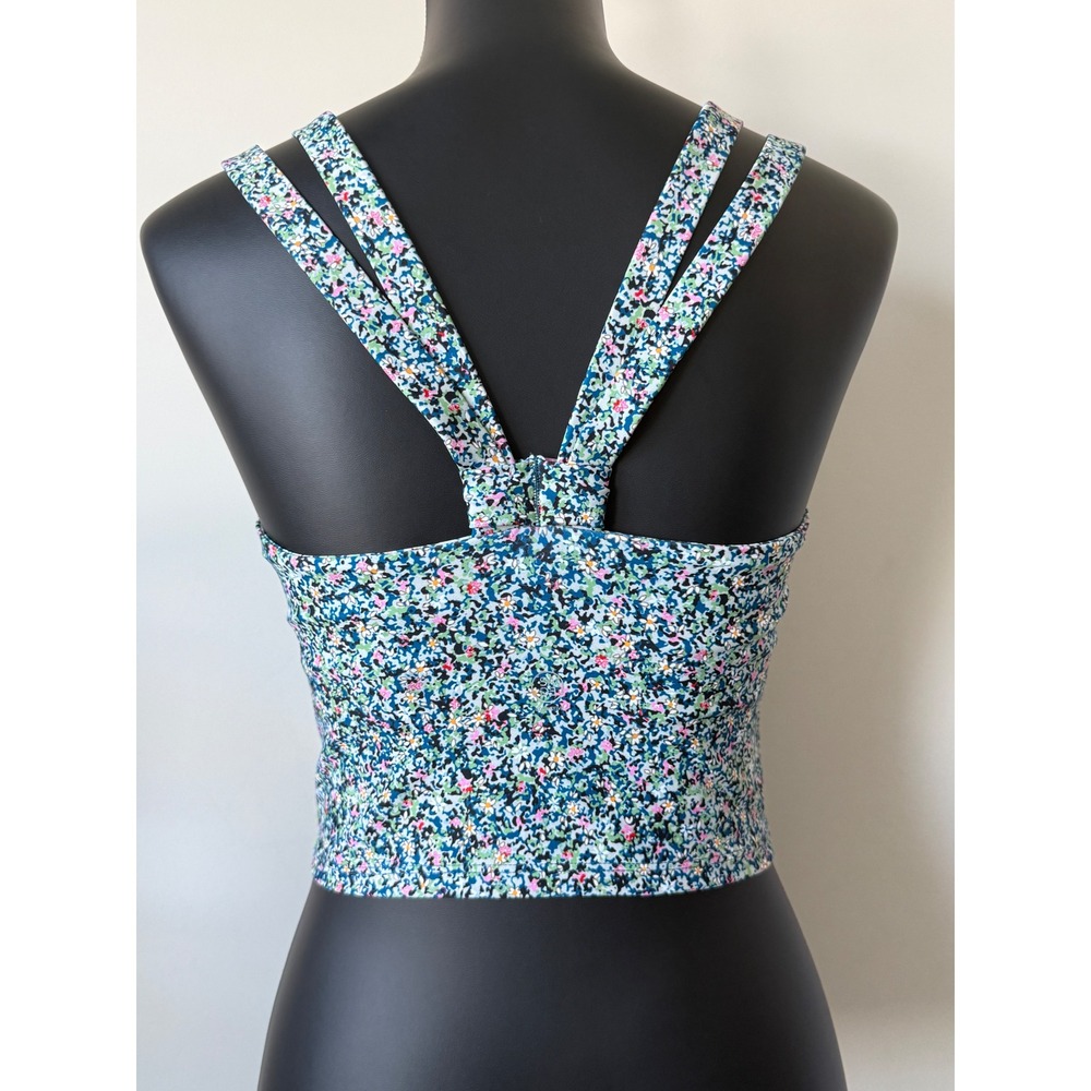 Sage Collective Floral Activewear Set Bra and Biker Shorts Blue Pink Size Medium - Picture 3 of 10